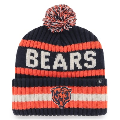 Chicago Bears '47 Bering Cuffed Knit Hat with Pom - Navy