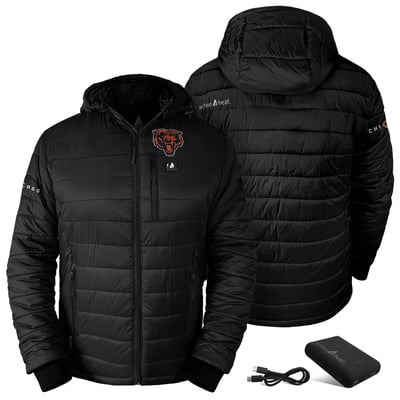 Chicago Bears ActionHeat 5V Battery Heated Insulated Puffer Full-Zip Hoodie Jacket - Black