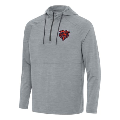  Chicago Bears Antigua Spikes Quarter-Zip Pullover Hoodie - Heather Gray