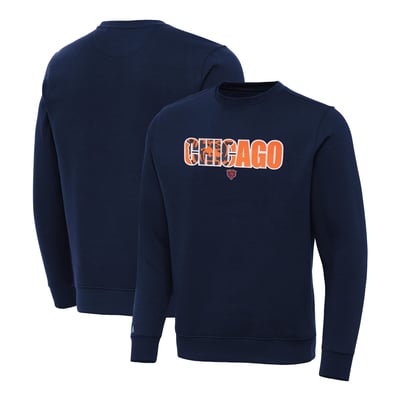 Chicago Bears Antigua Woodland Camo Victory Sweatshirt - Navy