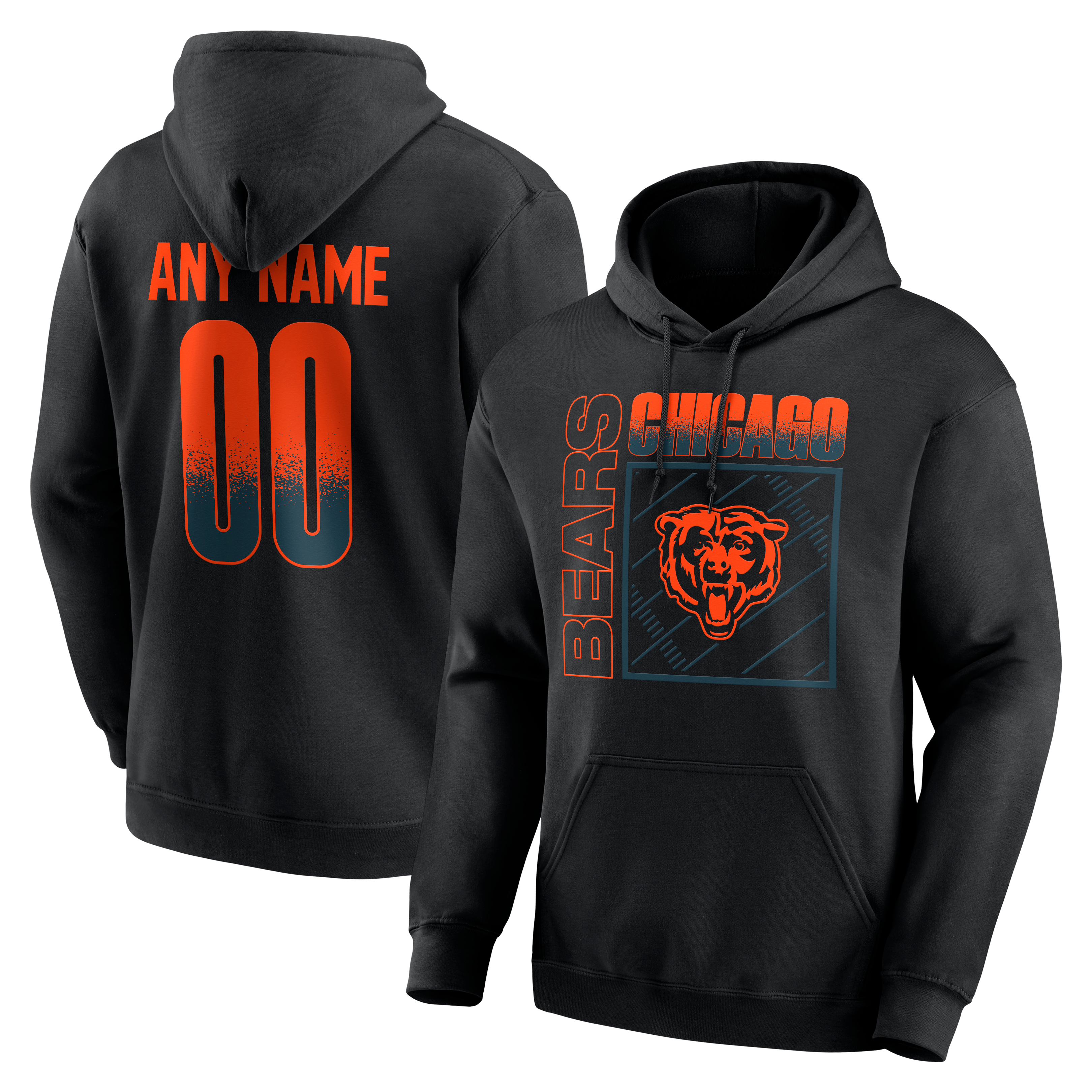 Men's Black Chicago Bears Home Field Pop Personalized Name & Number Hoodie