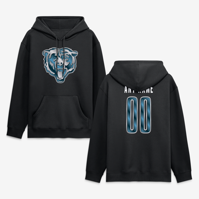 Chicago Bears  Metallic Mascot Personalized Name & Number Hoodie - Black