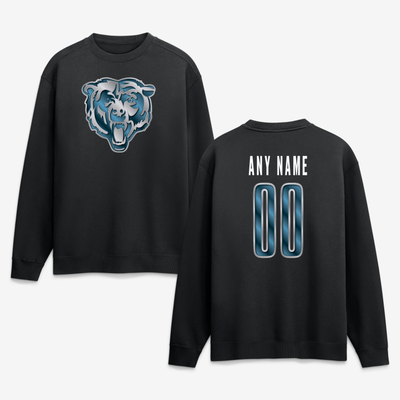 Chicago Bears  Metallic Mascot Personalized Name & Number Sweatshirt - Black