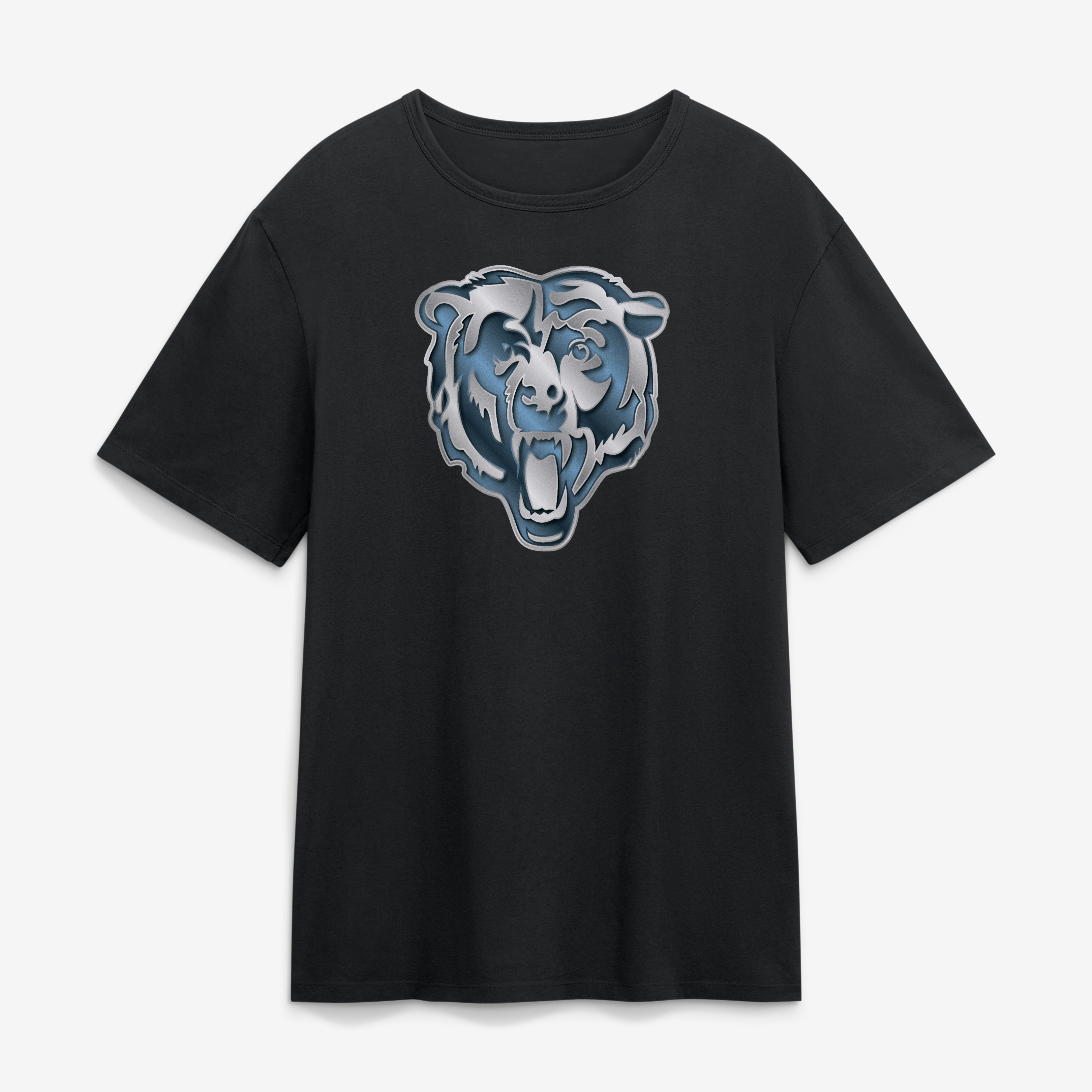 T-shirt noir pour homme avec mascotte métallique des Chicago Bears
