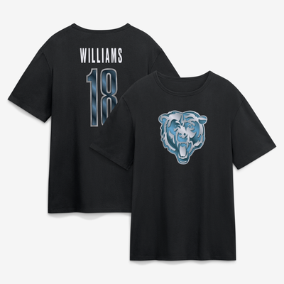 Caleb Williams Chicago Bears Metallic Mascot Name & Number T-Shirt - Black