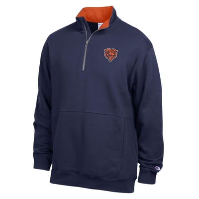  Chicago Bears Champion Fleece Quarter-Zip Pullover -  Navy/Orange