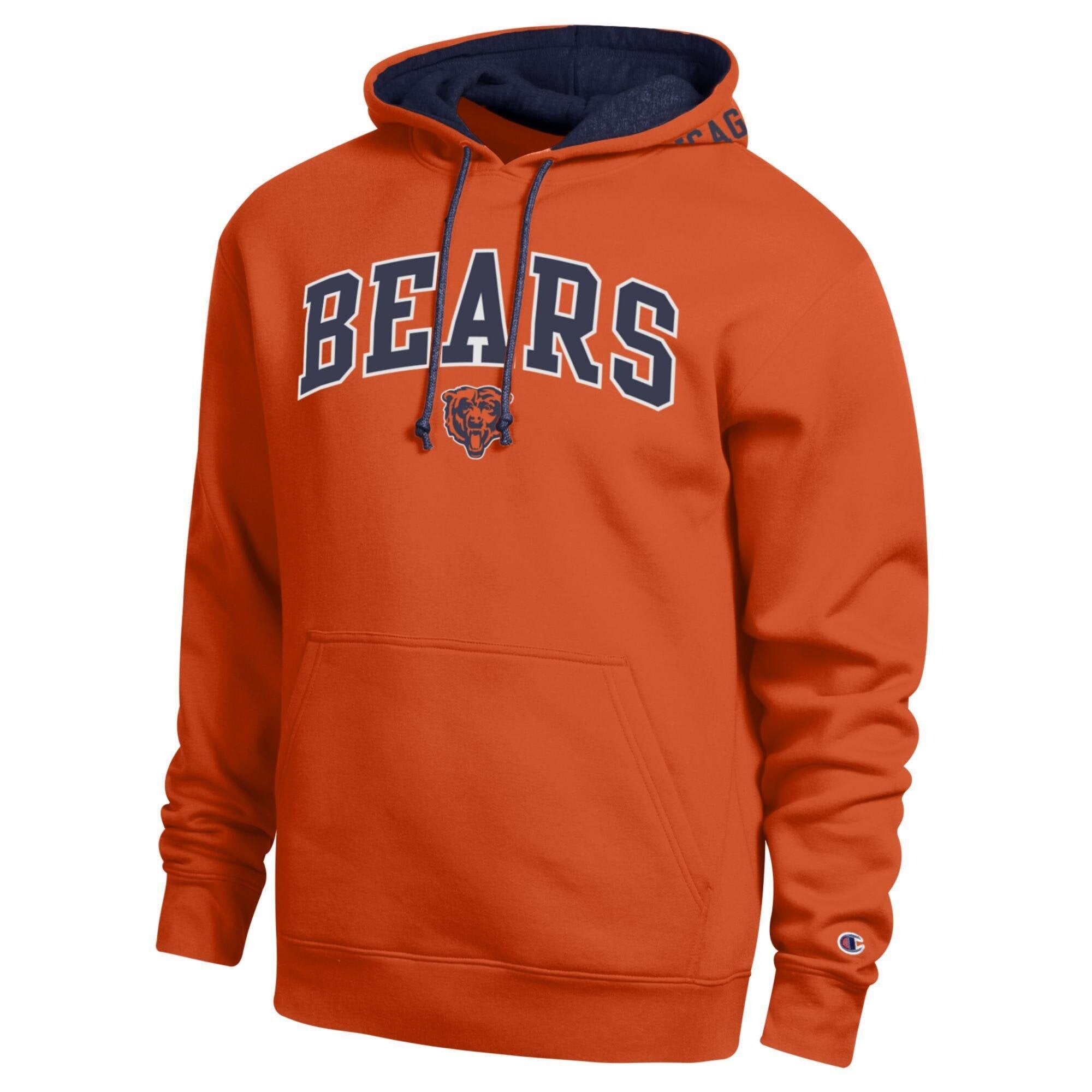 Sweat à capuche contrasté orange/marine des Chicago Bears pour homme de la marque Champion