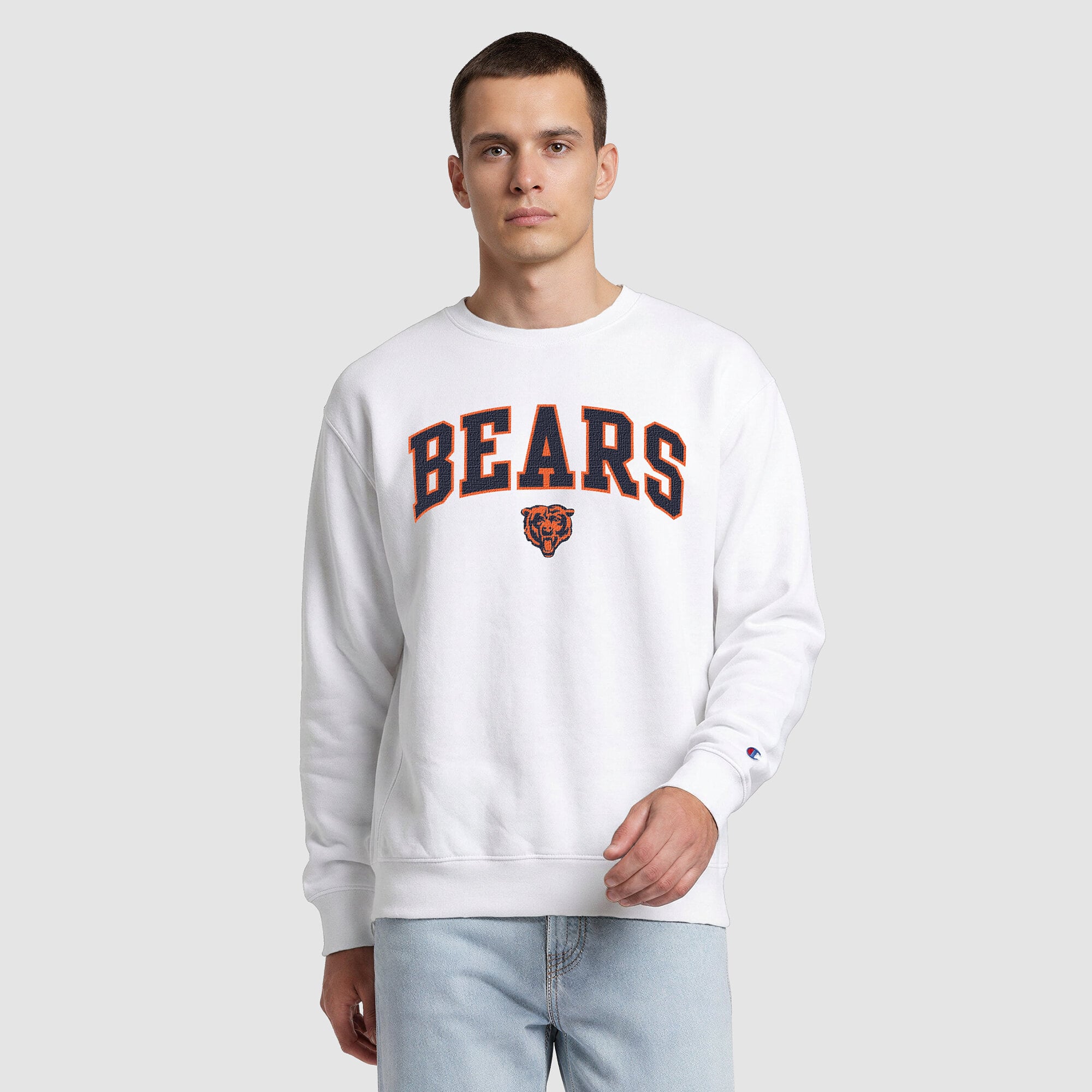 Sweat-shirt blanc à doublure contrastée Champion pour homme, Chicago Bears
