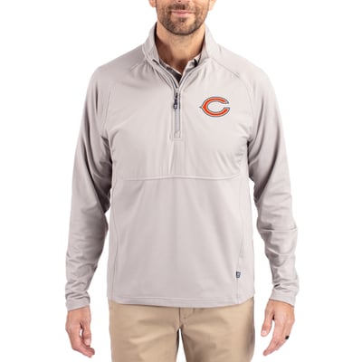 Chicago Bears Cutter & Buck Adapt Eco Knit Hybrid Recycled Quarter-Zip Raglan Jacket - Gray