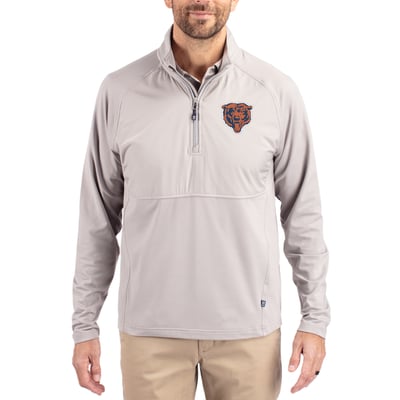 Chicago Bears Cutter & Buck Adapt Eco Knit Hybrid Recycled Quarter-Zip Throwback Pullover Top - Gray