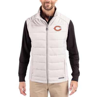 Chicago Bears Cutter & Buck Primary Mark Evoke PrimaLoft Hybrid Eco Softshell Recycled Full-Zip Vest - Gray