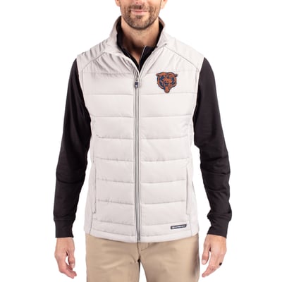 Chicago Bears Cutter & Buck Throwback Evoke Hybrid Eco Softshell Recycled Full-Zip Vest - Gray
