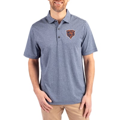  Chicago Bears Cutter & Buck Throwback Forge Eco Heather Stripe Stretch Recycled Polo - Heather Navy