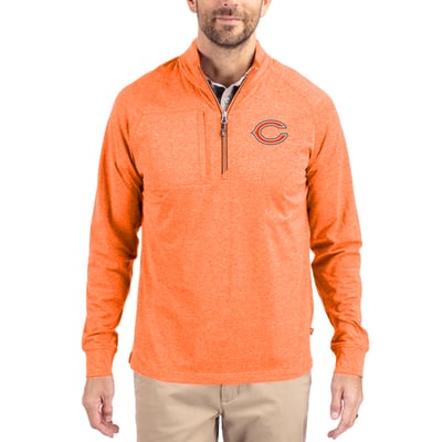 Chicago Bears Cutter & Buck  Adapt Eco Knit Quarter-Zip Pullover Top - Heather Orange