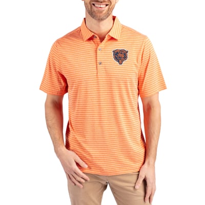  Chicago Bears Cutter & Buck Throwback Forge Eco Heather Stripe Stretch Recycled Polo - Heather Orange