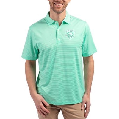 Chicago Bears Cutter & Buck Forge Eco Double Stripe Stretch Recycled Polo - Light Green