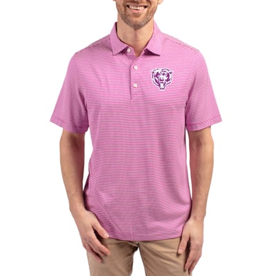Chicago Bears Cutter & Buck Forge Eco Double Stripe Stretch Recycled Polo - Light Purple