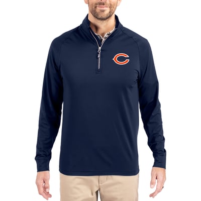 Chicago Bears Cutter & Buck Adapt Eco Knit Quarter-Zip Pullover Jacket - Navy