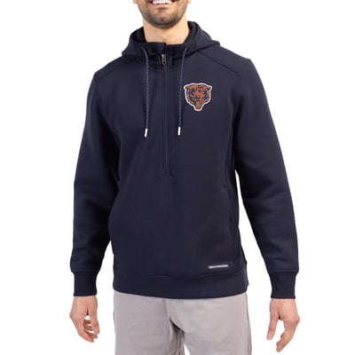 Chicago Bears Cutter & Buck Throwback Roam Eco Half-Zip Recycled Pullover Hoodie - Navy