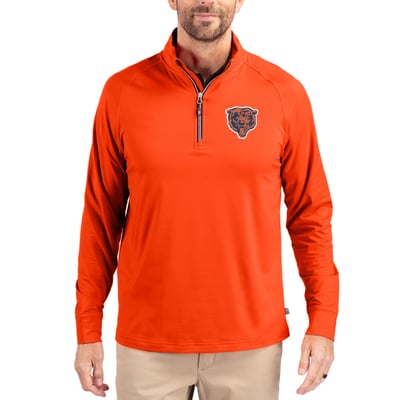 Chicago Bears Cutter & Buck Adapt Eco Knit Stretch Recycled Quarter-Zip Throwback Pullover Top - Orange