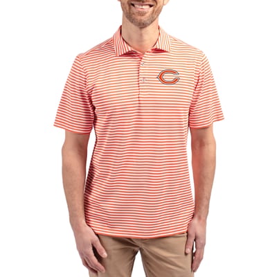 Chicago Bears Cutter & Buck Virtue Eco Pique Stripe Recycled Polo - Orange