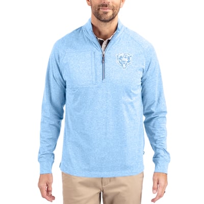  Chicago Bears Cutter & Buck Raglan Adapt Eco Knit Heather Quarter-Zip Top - Powder Blue