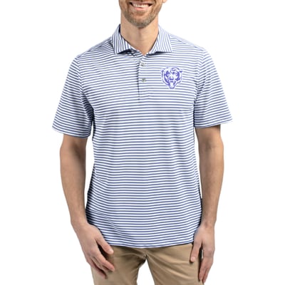 Chicago Bears Cutter & Buck Virtue Eco Pique Stripe Recycled Polo - Purple