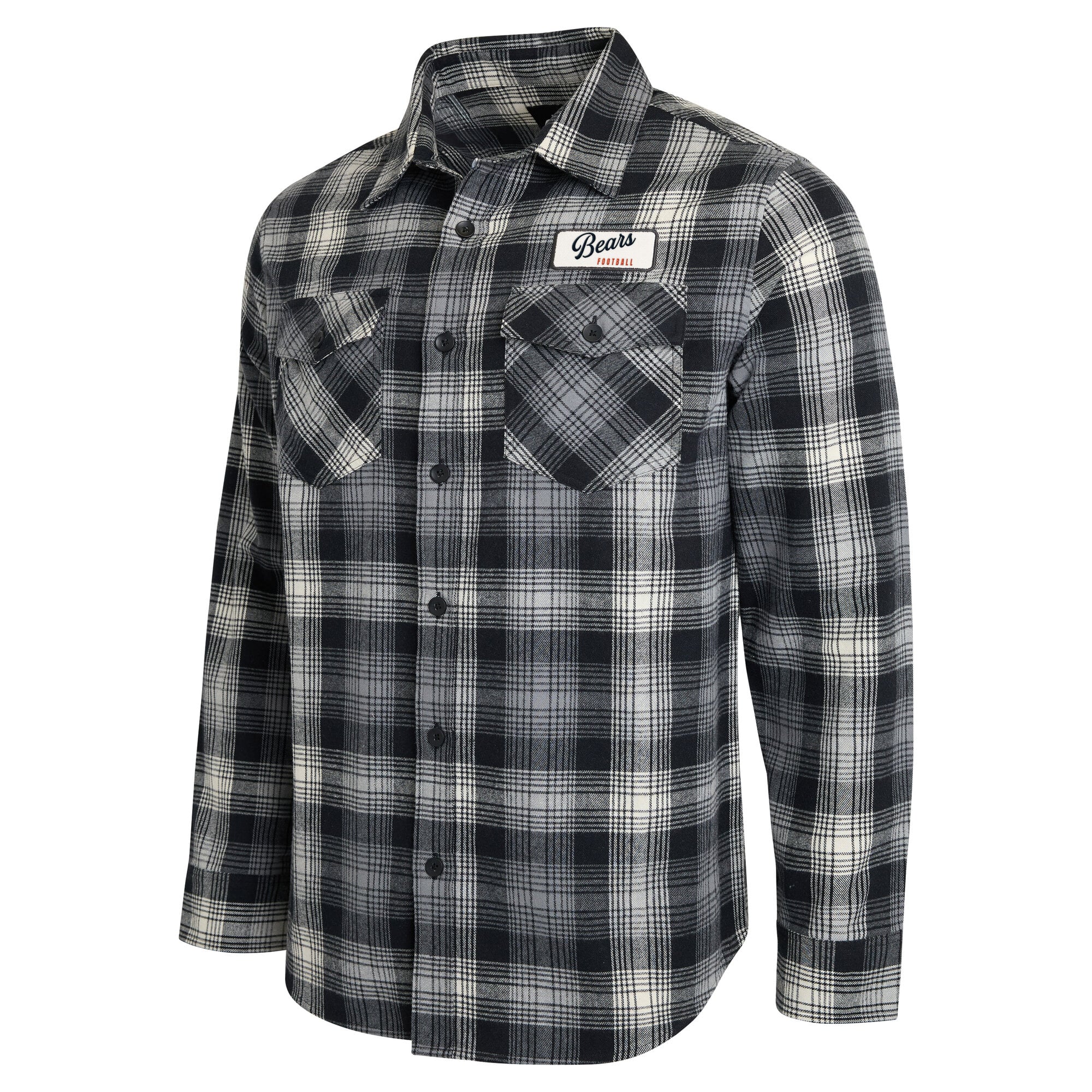 Men's Darius Rucker Collection by Fanatics Black Chicago Bears Flannel Plaid Long Sleeve Button Up Shirt