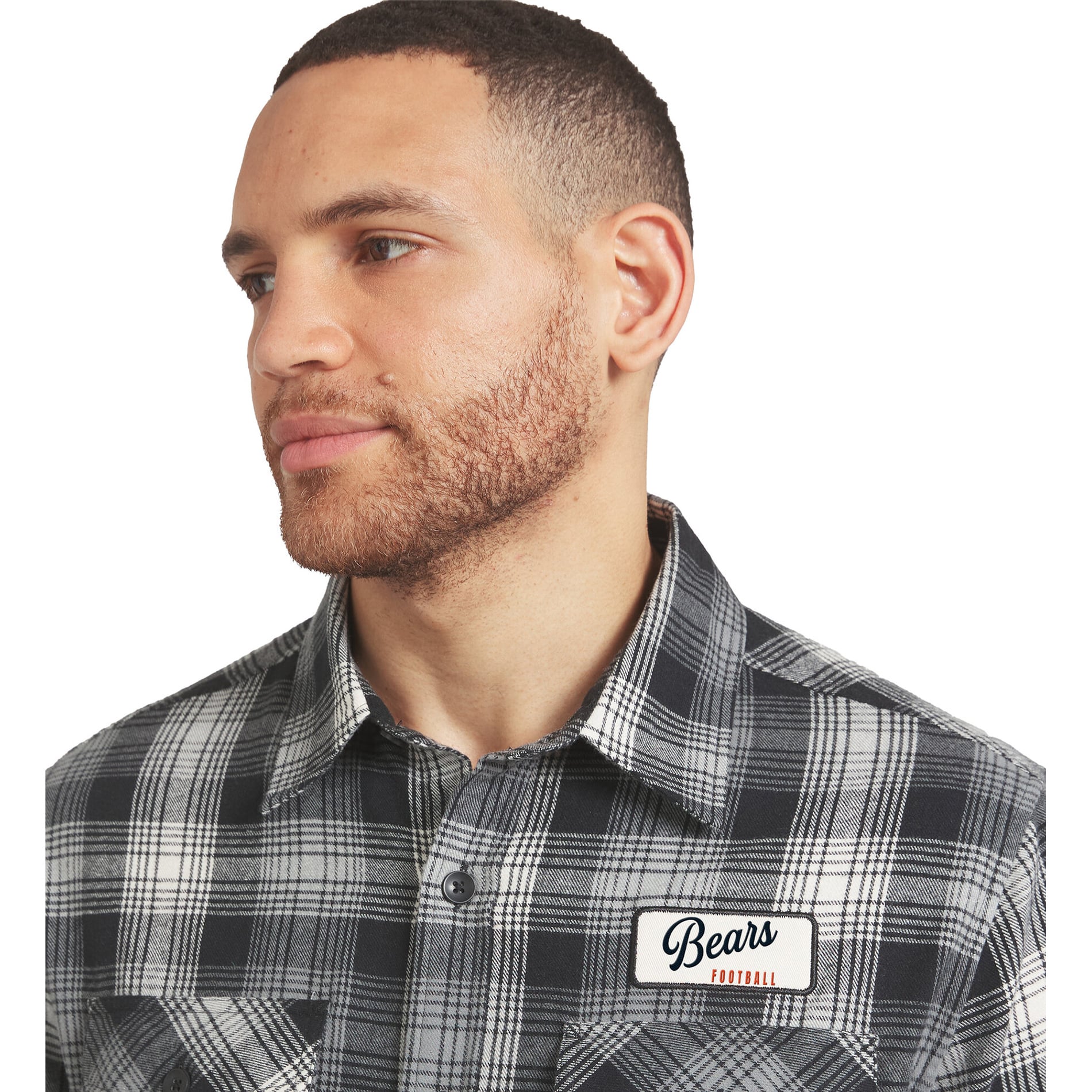 Men's Darius Rucker Collection by Fanatics Black Chicago Bears Flannel Plaid Long Sleeve Button Up Shirt