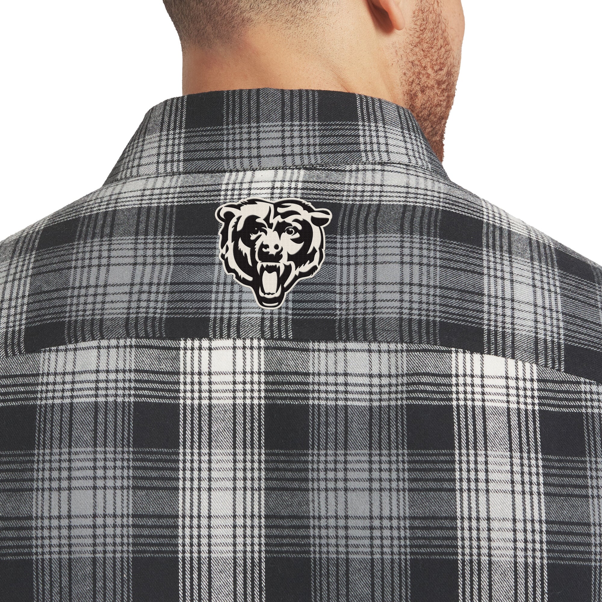 Men's Darius Rucker Collection by Fanatics Black Chicago Bears Flannel Plaid Long Sleeve Button Up Shirt