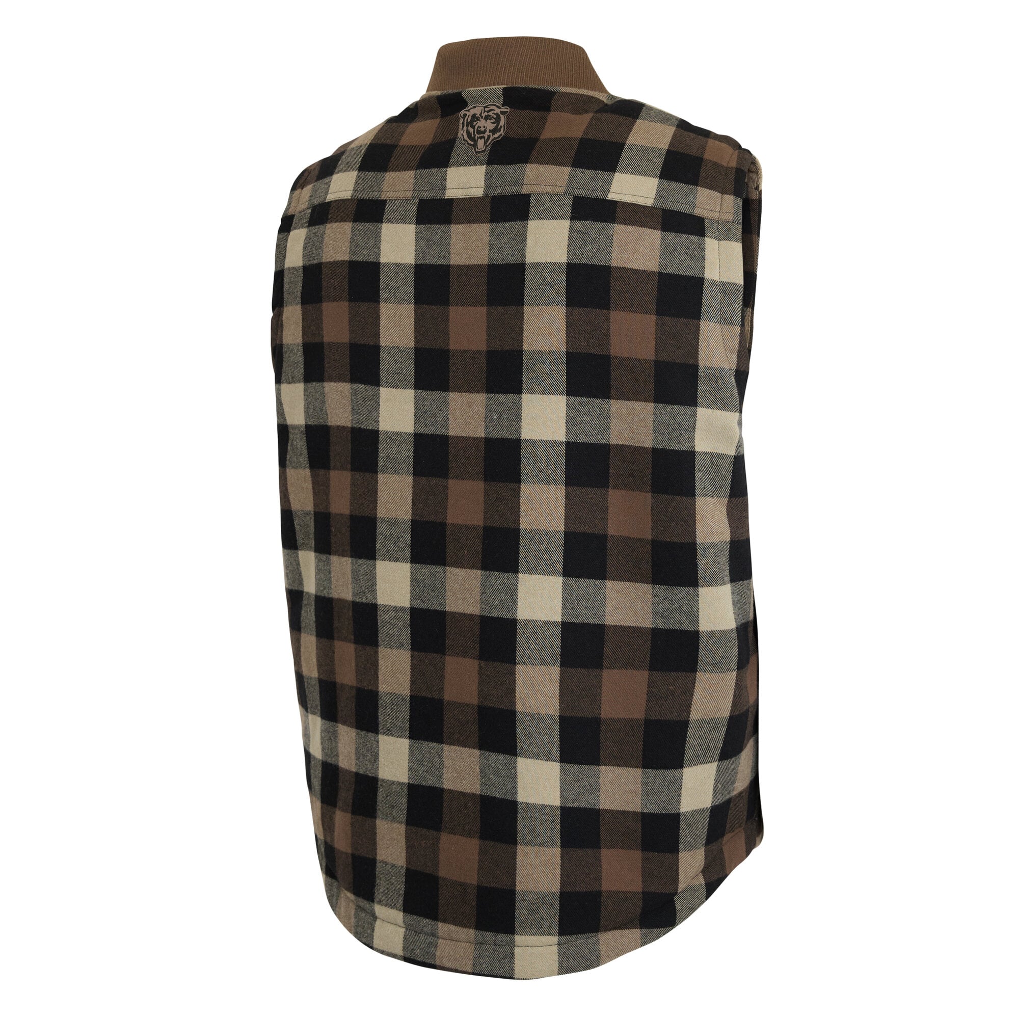Men's Darius Rucker Collection by Fanatics Brown Chicago Bears Brushed Plaid Sherpa Full-Zip Vest