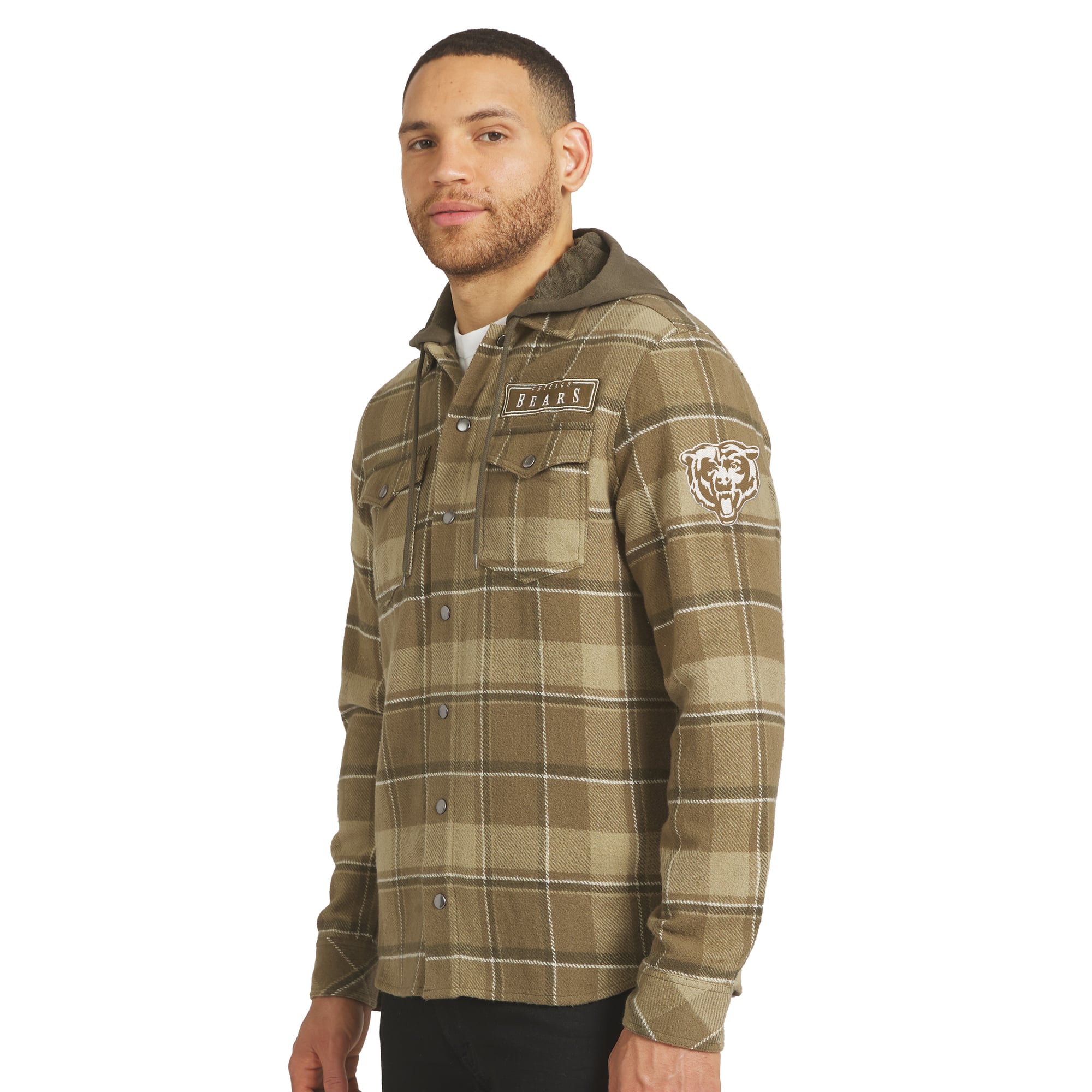 Men's Darius Rucker Collection by Fanatics Brown/Olive Chicago Bears Woven Hooded Full-Snap Shacket