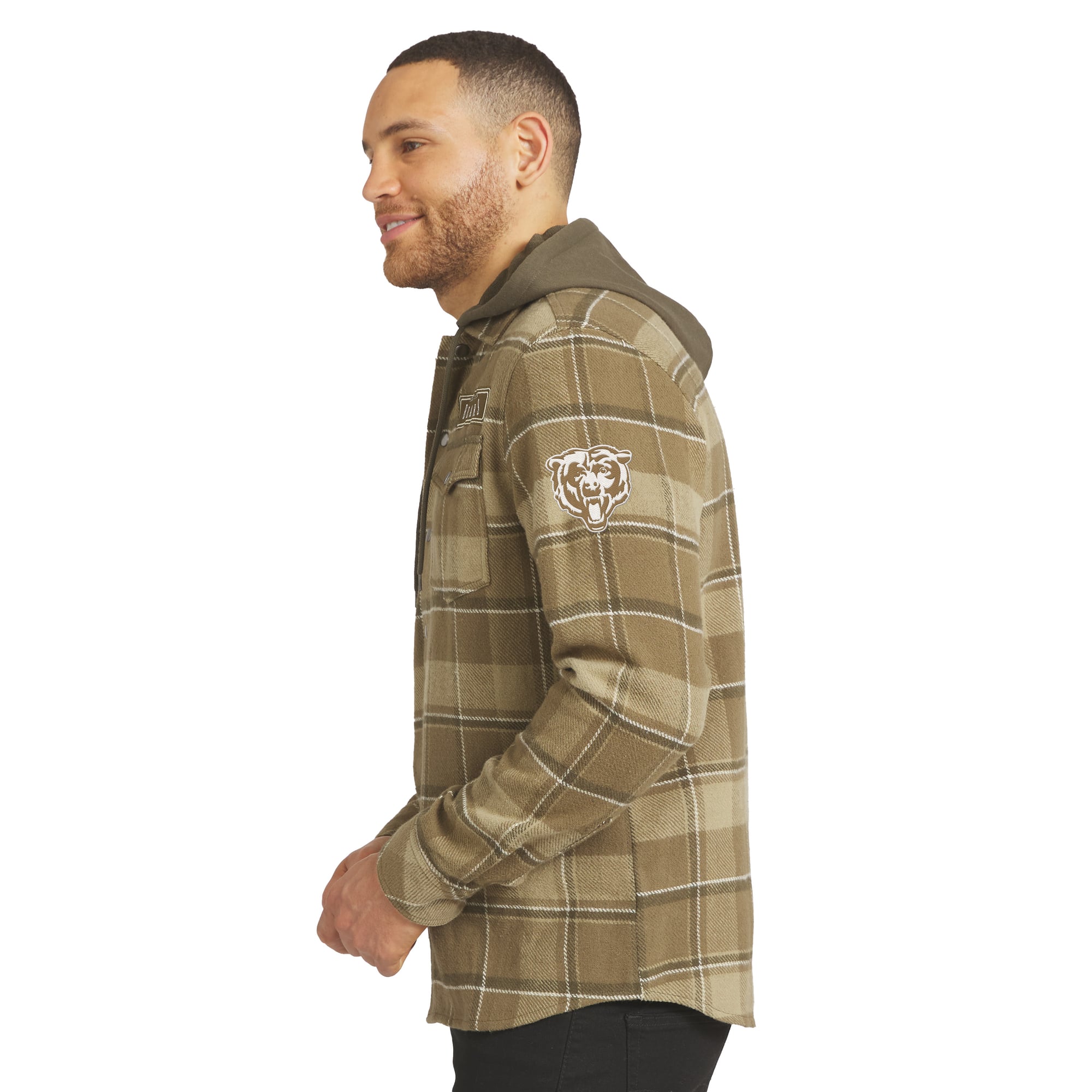 Men's Darius Rucker Collection by Fanatics Brown/Olive Chicago Bears Woven Hooded Full-Snap Shacket