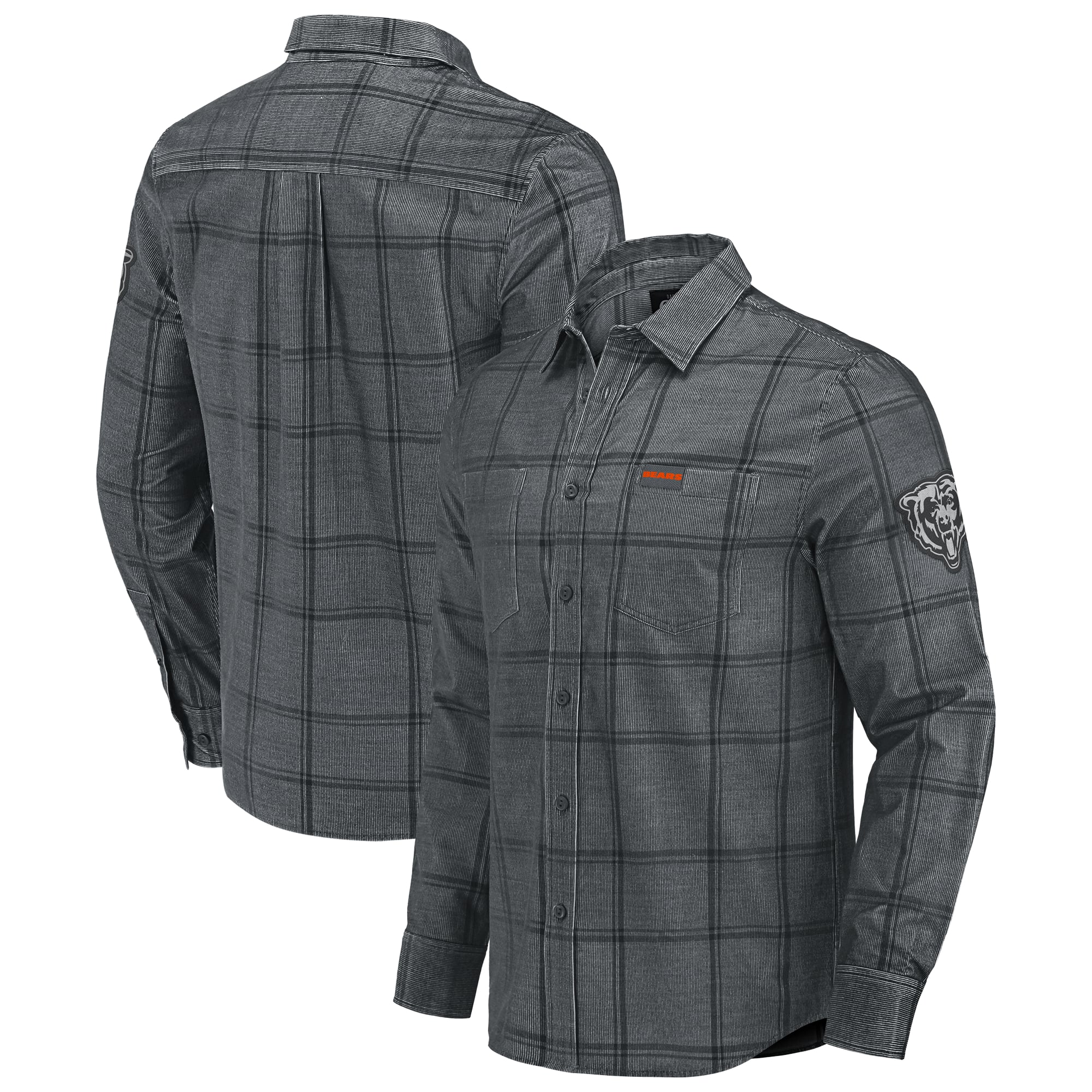 Chemise boutonnée en velours côtelé micro-élastique gris pour homme, collection Darius Rucker par Fanatics