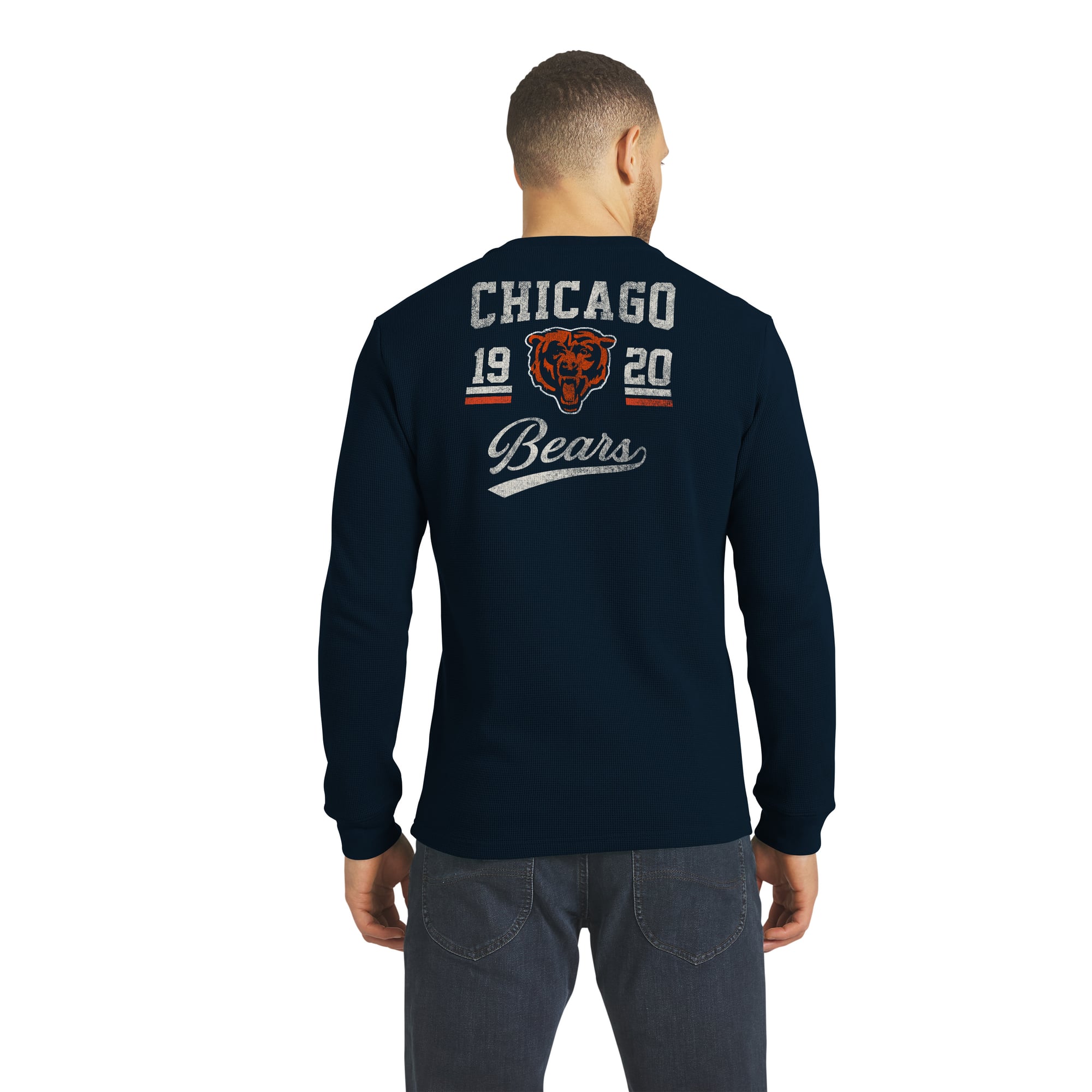 T-shirt à manches longues Henley bleu marine Chicago Bears de la collection Darius Rucker pour homme par Fanatics
