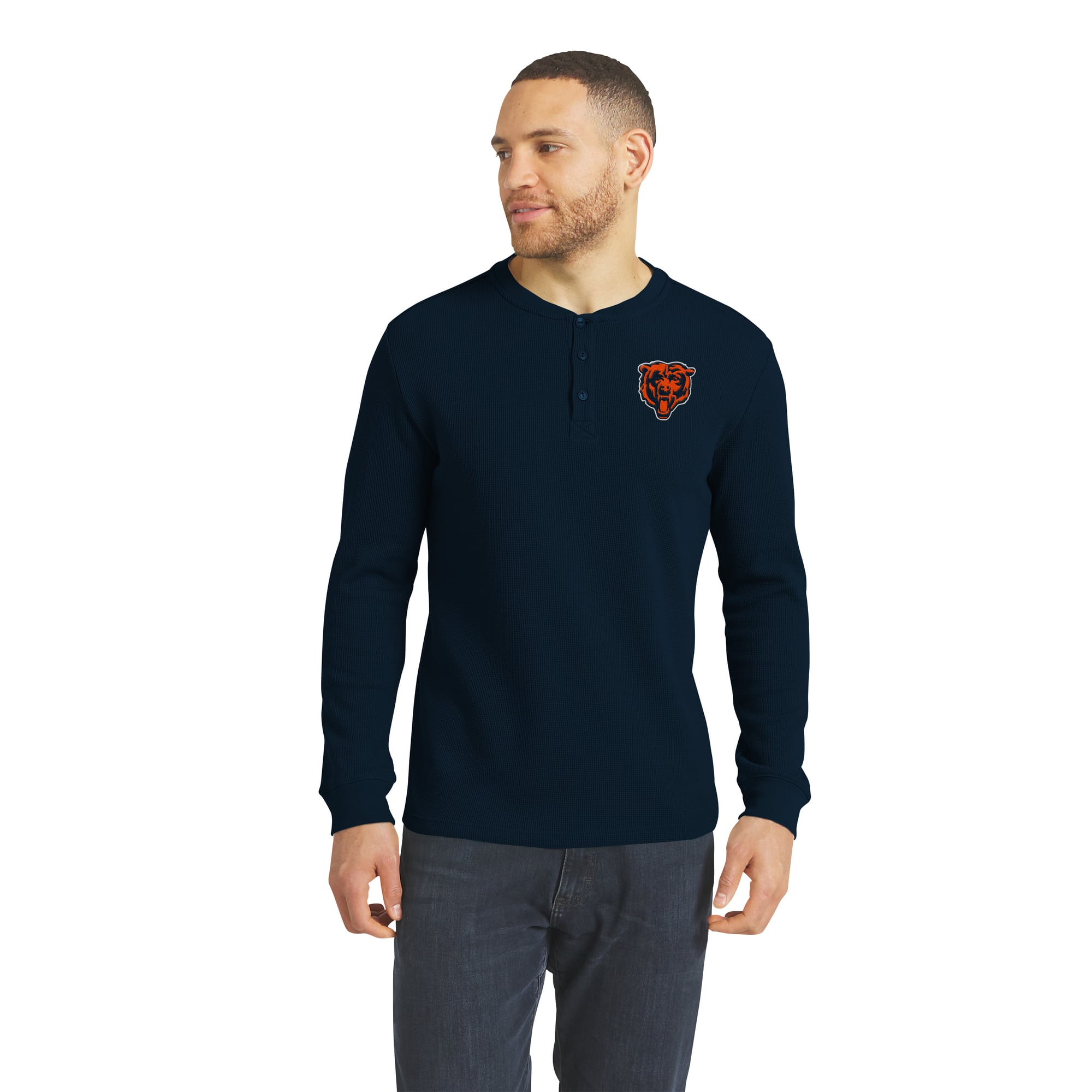 T-shirt à manches longues Henley bleu marine Chicago Bears de la collection Darius Rucker pour homme par Fanatics