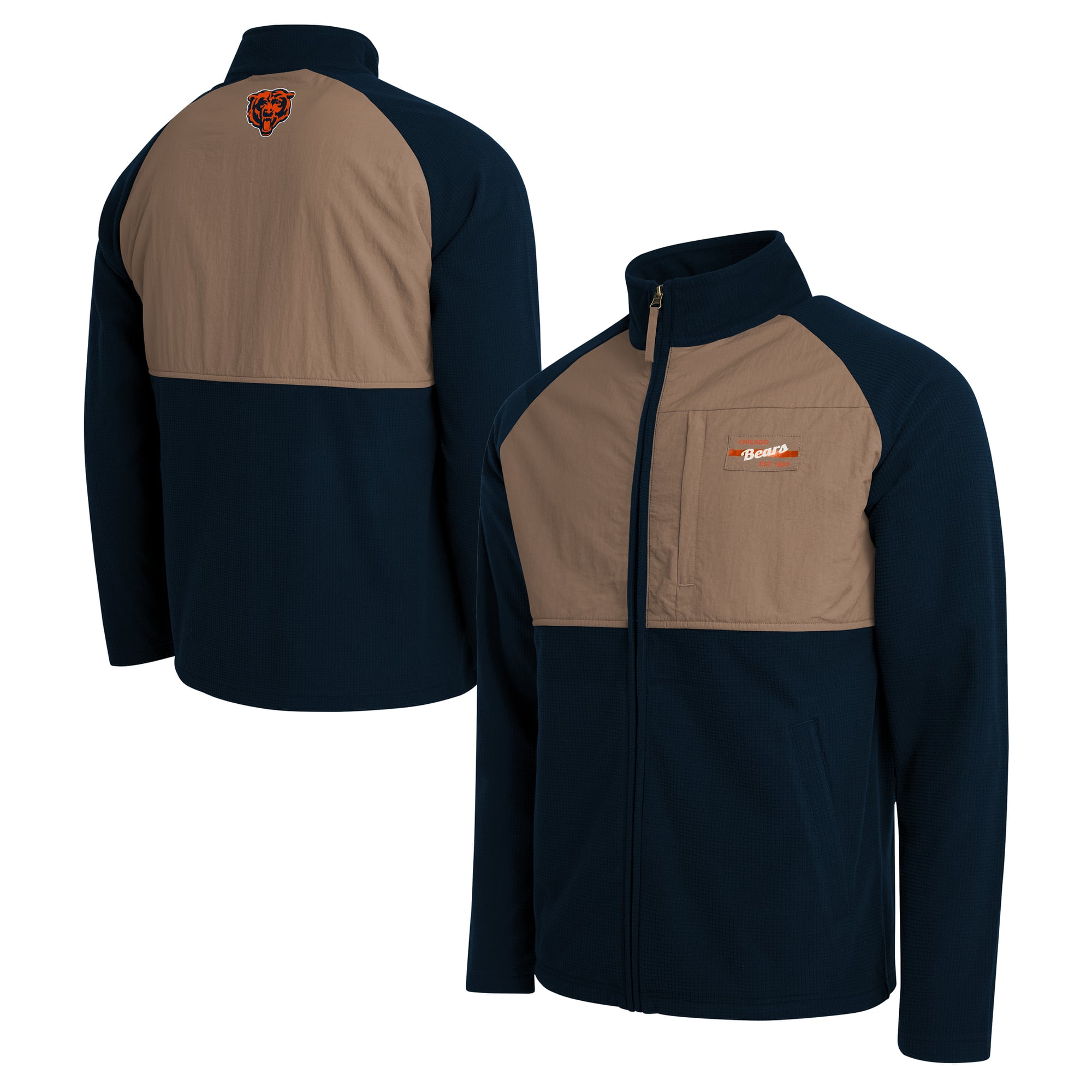Men's Darius Rucker Collection by Fanatics  Navy/Tan Chicago Bears Full-Zip Raglan Jacket