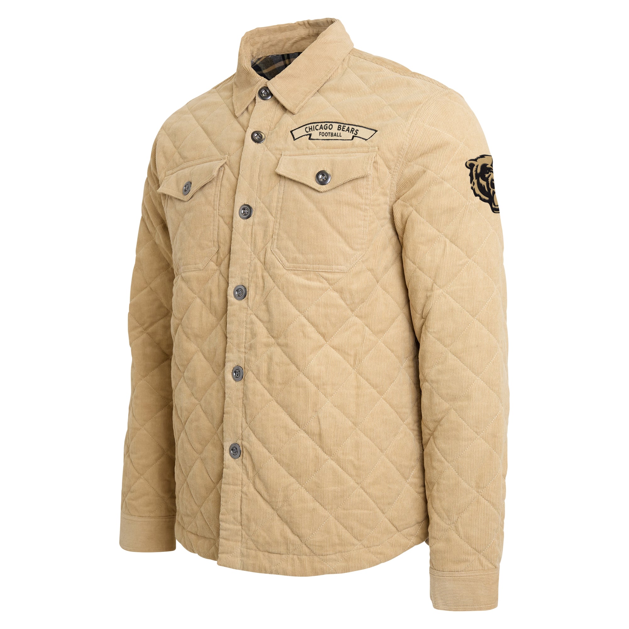 Men's Darius Rucker Collection by Fanatics Tan Chicago Bears Button-Up Thin-Wale Corduroy Shacket