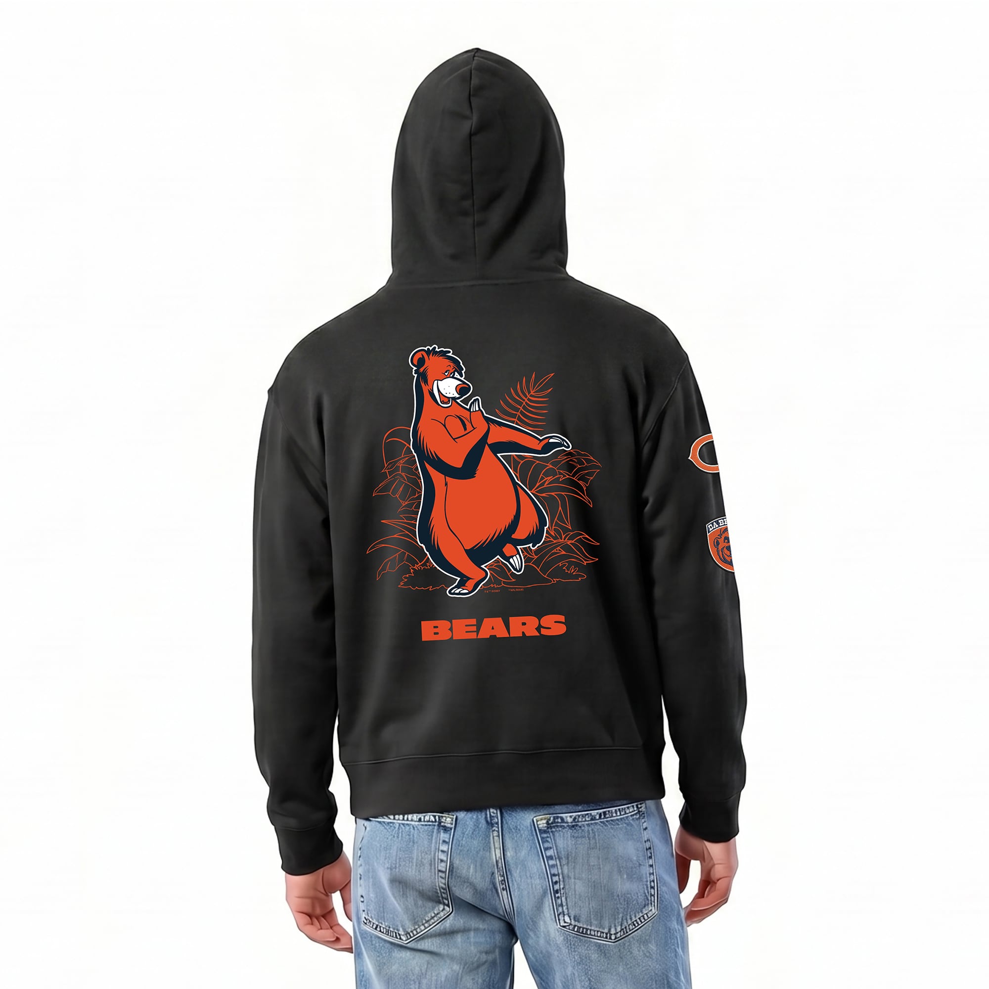 Men's Disney x Champion Black Chicago Bears Baloo All-Star Full-Zip Hoodie