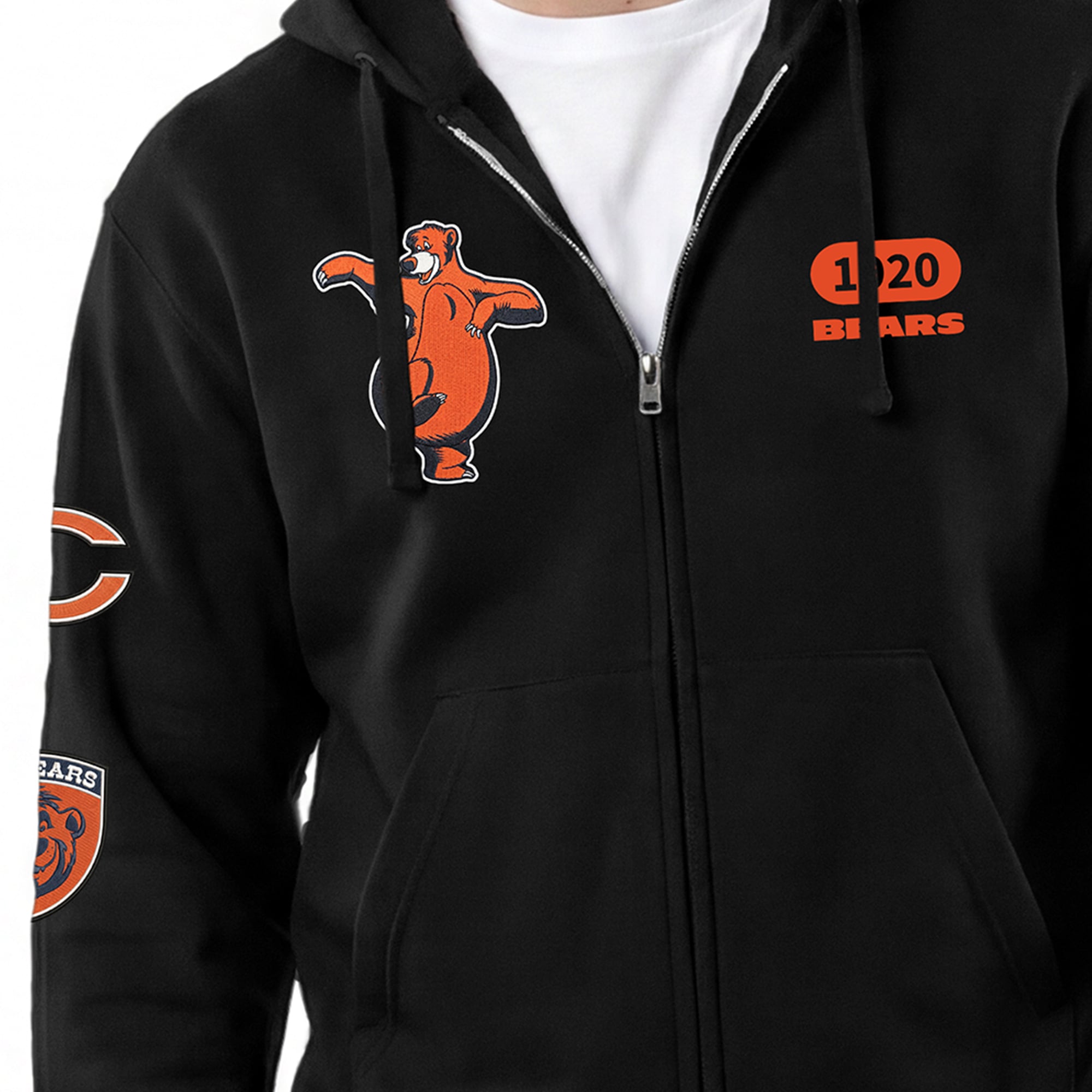 Men's Disney x Champion Black Chicago Bears Baloo All-Star Full-Zip Hoodie
