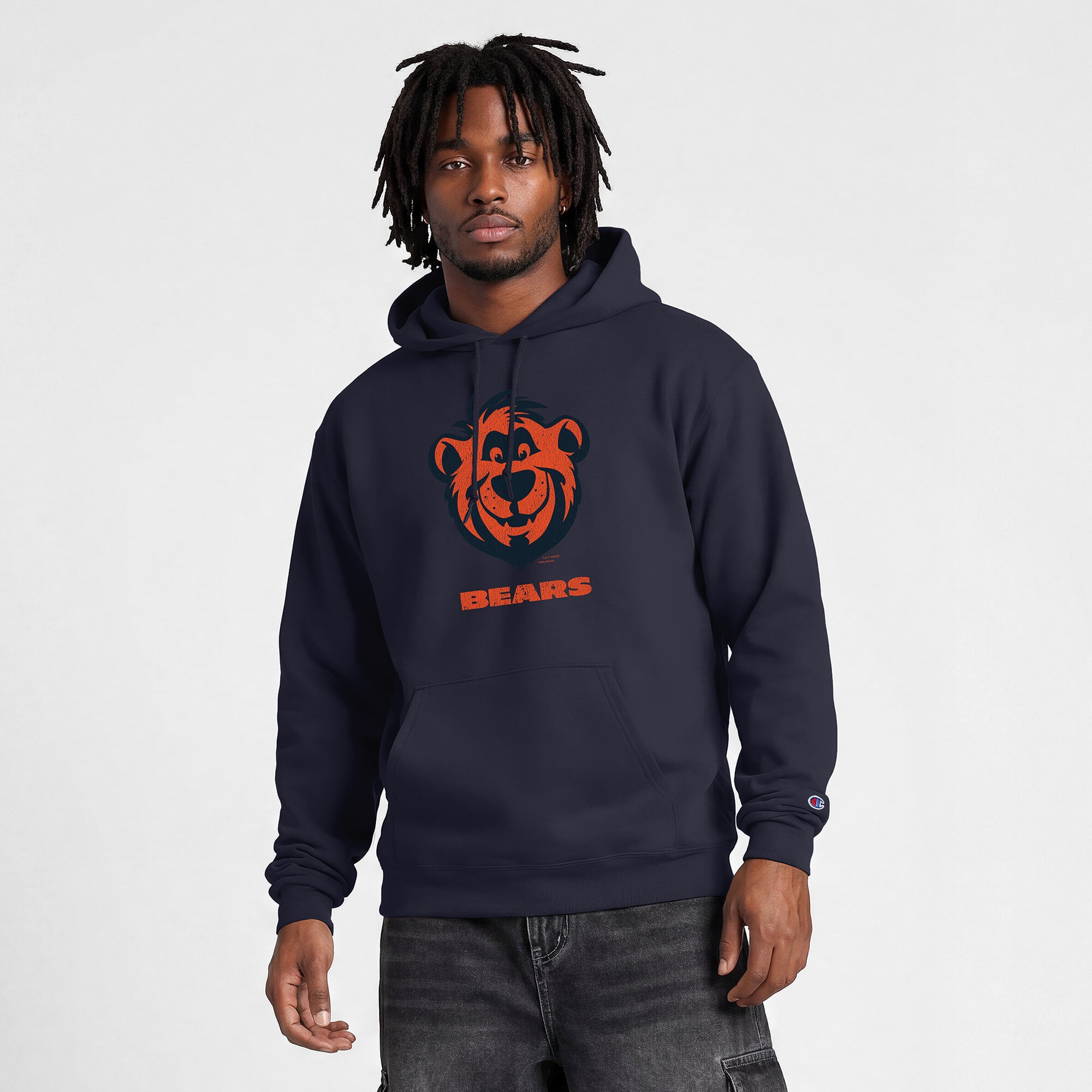 Sweat-shirt à capuche intégral Disney x Champion bleu marine Chicago Bears pour homme