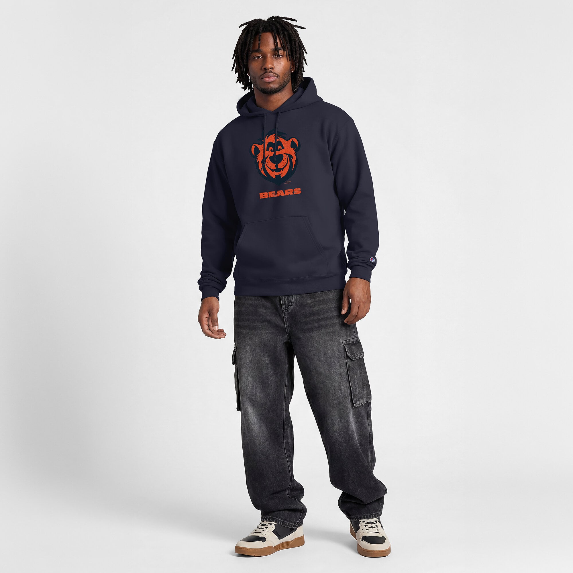 Sweat-shirt à capuche intégral Disney x Champion bleu marine Chicago Bears pour homme