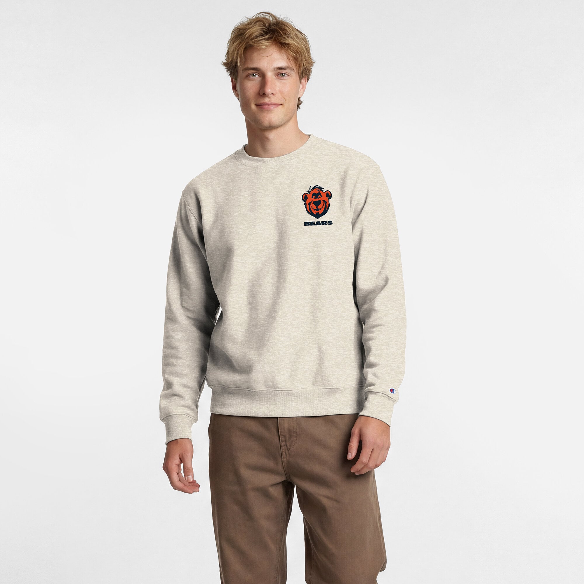 Sweat-shirt à col rond Disney x Champion Chicago Bears Powerblend couleur avoine pour homme