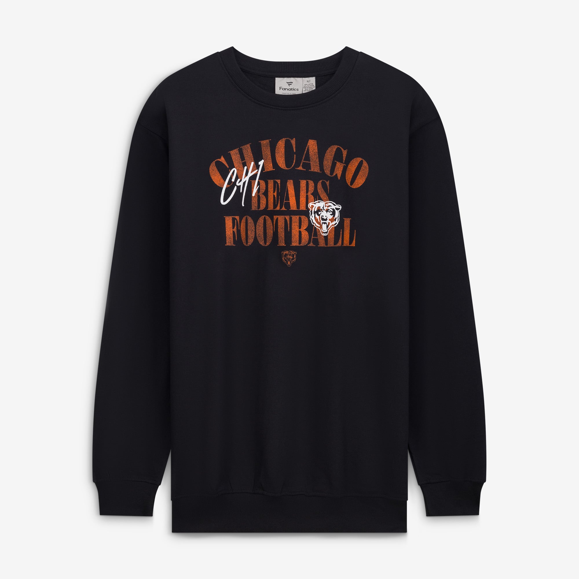 Sweat-shirt mi-temps décontracté Chicago Bears noir pour homme, grandes tailles, de la marque Fanatics.