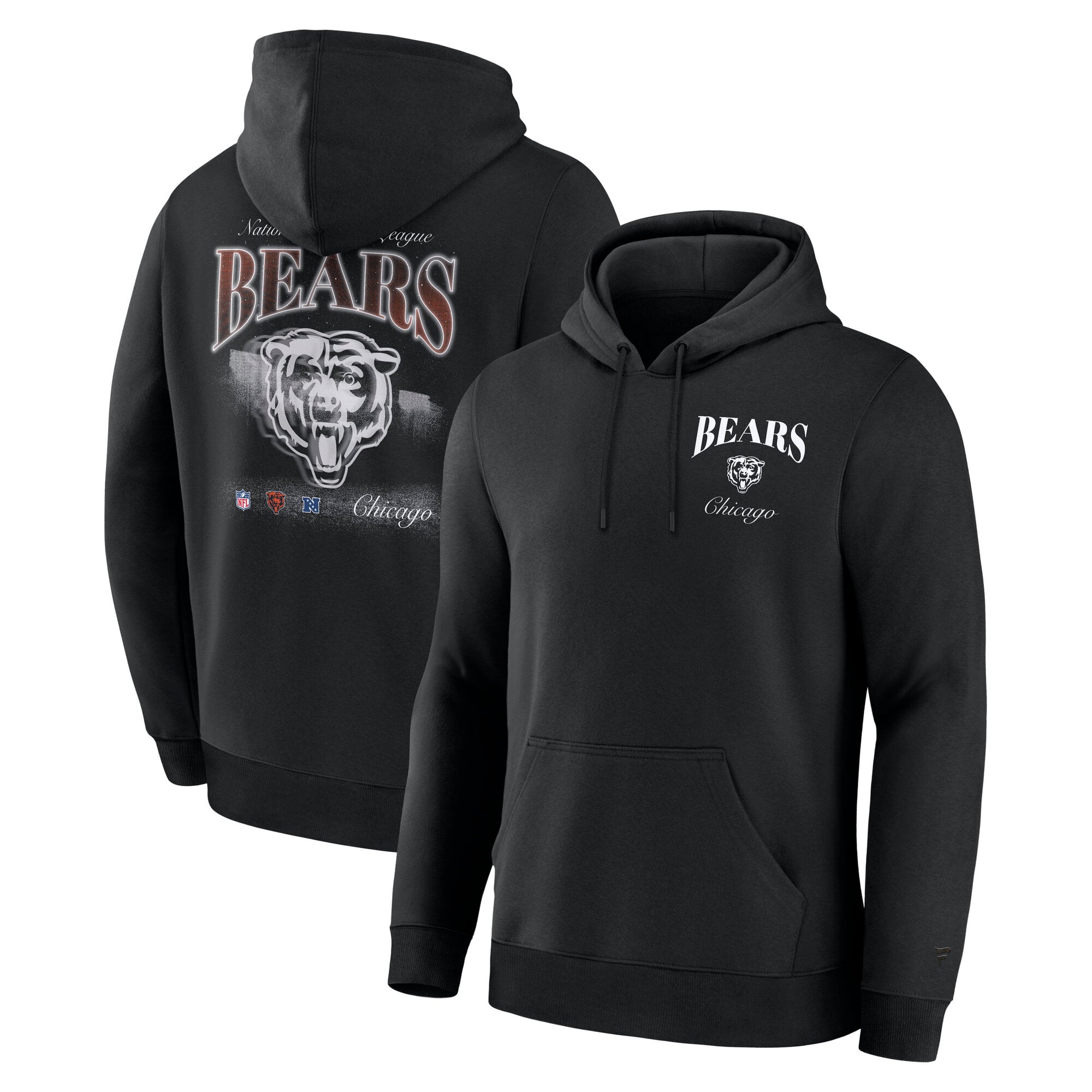 Men's Fanatics Black Chicago Bears Nightfall Long Sleeve Fleece Hoodie
