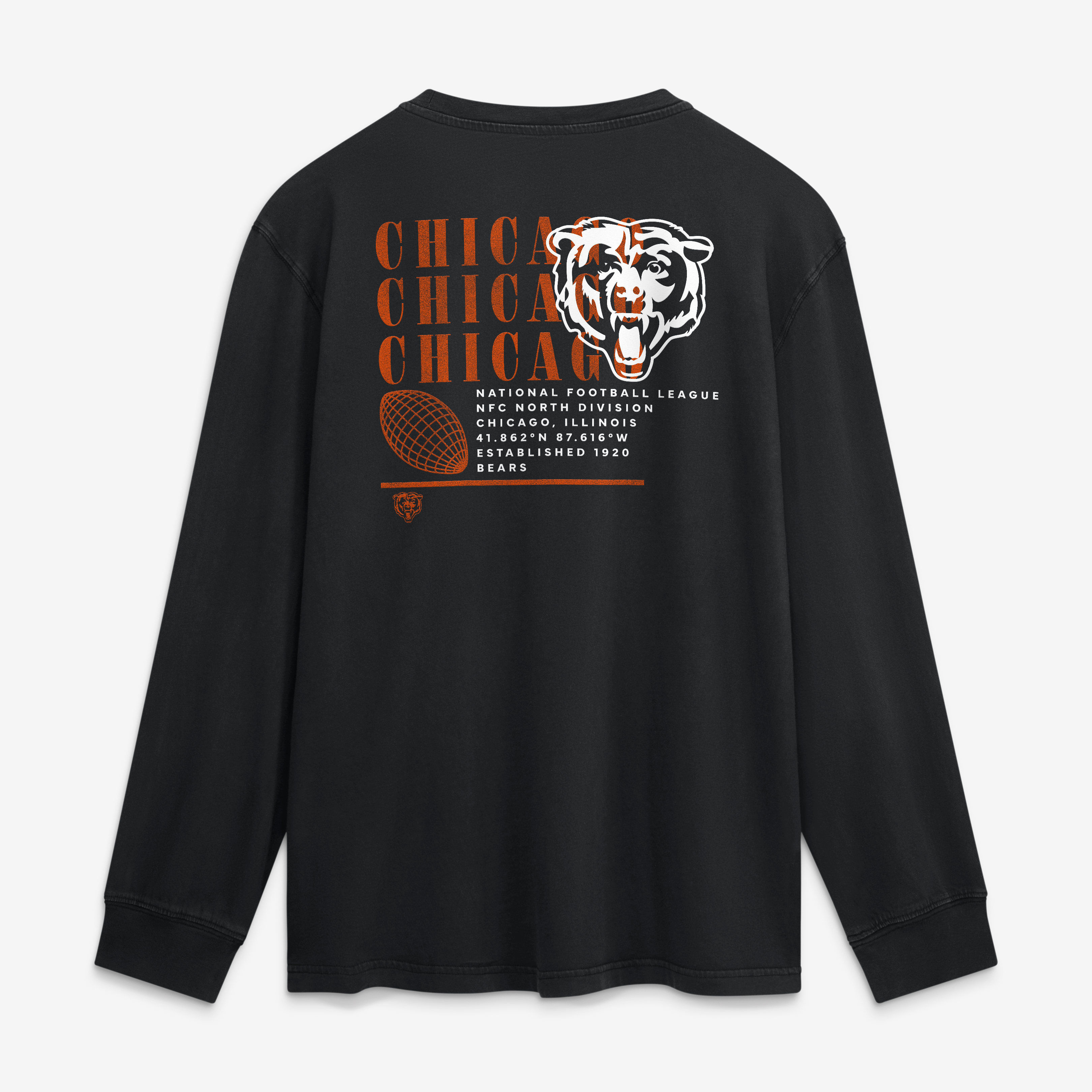 T-shirt à manches longues Fanatics Black Chicago Bears pour homme, modèle décontracté Fullback Drive