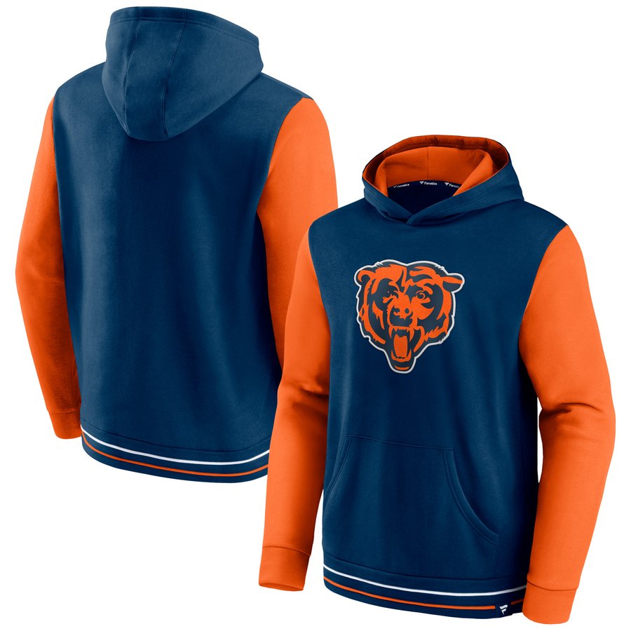 Men's Fanatics Branded Navy/Orange Chicago Bears Block Party - Pullover  Hoodie