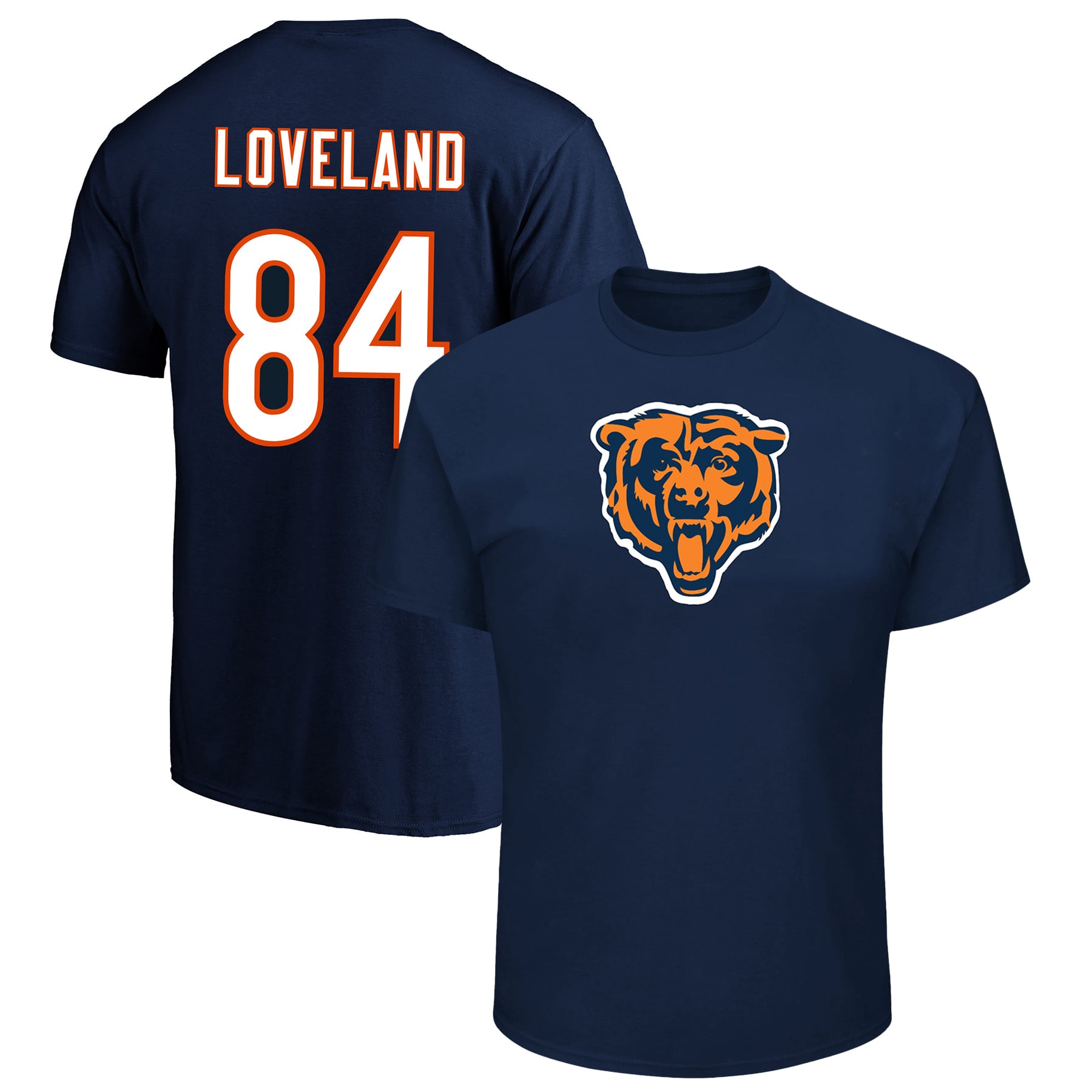 T-shirt homme Fanatics Colston Loveland bleu marine Chicago Bears grandes tailles