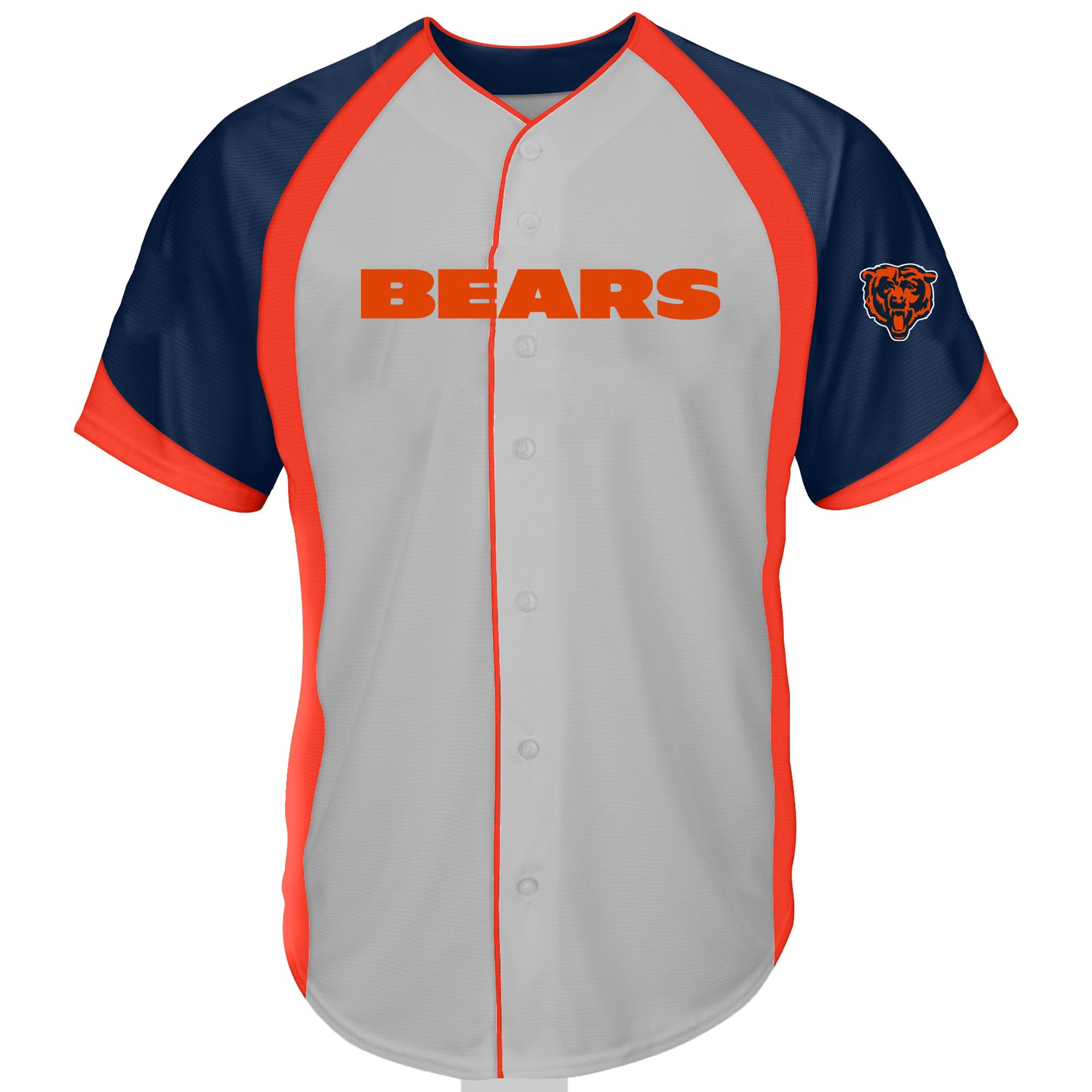 Men's Fanatics Gray Chicago Bears Big & Tall Button-Up Raglan Fashion Top