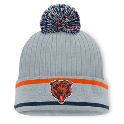 Chicago Bears Fanatics Fissure Cuffed Knit Hat with Pom - Gray
